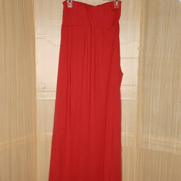 Garnet Hill Womens Red Strapless Maxi Dress With Pockets Small - Picture 2 of 8